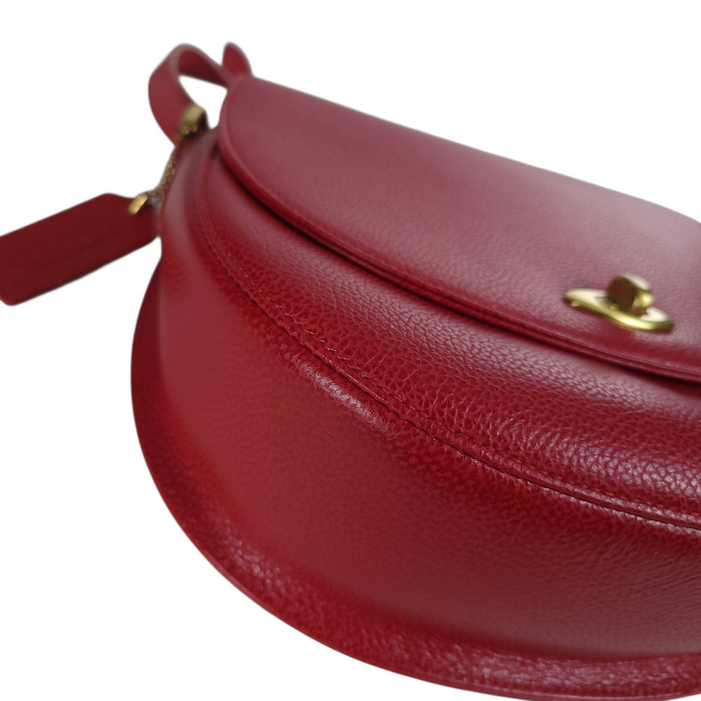 COACH 4401 Madison Carlysle Crossbody Saddle Bag Red Leather Vintage 90s Italy - Picture 8 of 13